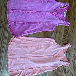 Zenana Acid Wash Pink and Peach Tank Tops